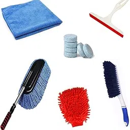 Kanya Car Cleaning Accessories Kit Combo,Car Washing Accessories (Microfiber Duster,Cloth,Wiper,Brush,2 Pcs Magics Tablet,Hand Gloves) Full Interior and Exterior Cleaning Kit Pack of 6-image-13