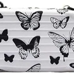 Forever Young Sling Bag for Women and Girls | Crossbody & Mini Suitcase Box- Black&White Pattern with Detachable Shoulder Strap and Convertible into Cosmetic |-picture-25