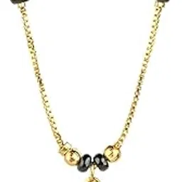 Rishab Ratna (A unit of NITHYA) Gold Plated Abhita Mangalsutra Designer Pendant Mangalsutra Chain with Black Beads | Stylish Women's Steel Lightweight Wear Jewelry Multiple Modern Infinity Designs Mangalsutra-image-62