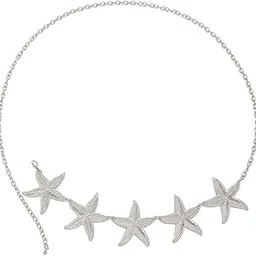 Belts for Women and Girls Stylish Kamarbandh Kamar Chain Waist Belt for Dresses Jeans Saree (16686kb)(Silver)-image-58