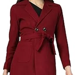 chkokko Polycotton Winter Wear Double Breasted Standard Length Coat For Women-picture-42