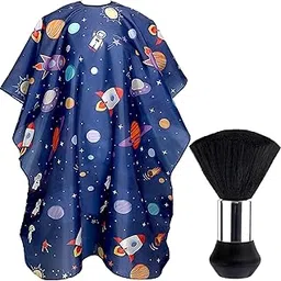 FEBSNOW Kids Hair Cutting Cape,Professional Kids Barber Cape and Neck Duster Brush Cartoon Hairdresser Apron with Adjustable Closure for Children Salon Barber Supplies for Kids & Adults-image-34