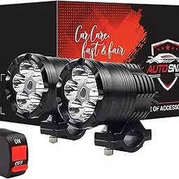 AUTO SNAP 6 LEDs 80w LED Fog light Headlight White Super Bright working spot Beam 6500K 1600Lm Motorcycle Led Fog lamp Compatible with Bikes Car with Switch-image-9