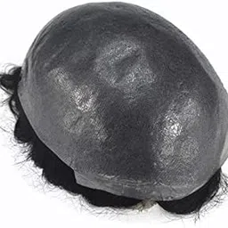 MAHAGANPATI CREATIONS Hair Patch for Men 7x5|Model:Poly Fuse | Human Hair Wig Mens Toupee|Hair Loss Solution|Fix this Poly Fuse Hair System for Men Tape/Glue(Black)-picture-53