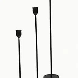 Kara Homes Set of 3 Black Metal Candle Holders – Tall Decorative Stands for Pillar Candles – Elegant Home Décor for Living Room, Dining Table & Gifting image 1