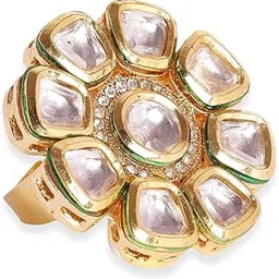 priyaasi floral kundan design gold plated adjustable ring-picture-43