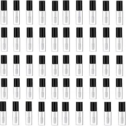 Mydio 50 Pack 1.2ML Clear Mini Lip Gloss Tube Empty Lip Balm Containers With Black Lid for Lipstick Samples image 1