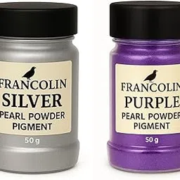 Francolin | Silver & Purple | Mica/Pearl Powder Pigment | Non Toxic | Vibrant Metallic Glowing | for Soap, Epoxy Resin, Painting, Nail Art & Craft, Cosmetic, Slime | 50g*2-picture-43