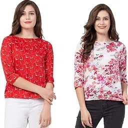 REVEXO,Combo Set of 02,Printed Ladies Top, (Size-L) 4270 Silver-picture-24