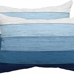 EZON-CH Pack of 2 Outdoor Pillows with Inserts, Blue Farm Classic Gradient Wood Texture Waterproof Fluffy Lumbar Cushion Covers, Patio Furniture Pillows for Balcony Garden Decor (12"x20") (12"x20")-image-86