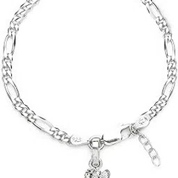 akshat sapphire 92.5% pure Sterling Silver Figaro Designer Bracelet with Charm Hanuman for Girls and Women-picture-32