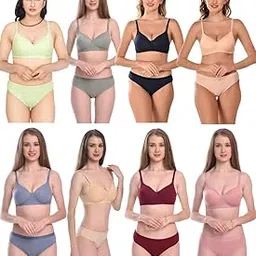 leorbix Non-Padded Full Coverage Bra and Hipster Panty Set, Pack of 8-picture-33