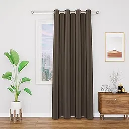 Top Drapes 95% Blackout Door Curtain with Tie Back 7 feet 1 Pcs| Room Darkening, Thermal Insulated, Noise Reducing Heavy Polyester Solid Curtain (Dark Coffee Colour)-picture-31
