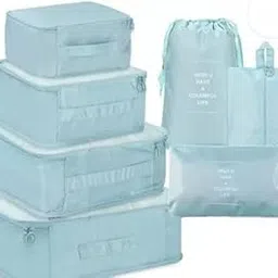 (Multicolor) Travel Organizer 7 in 1 Travel Laundry Cosmetics Luggage Packing Organizers Set Makeup Bags Organizer Packing Cubes with Shoe Bag for travel, Nylon 7-in-1-cactus0803 SB-P8489-image-38