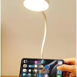Rechargeable LED Study Lamp with 3 Color Modes & Brightness Control | Flexible Gooseneck, Phone Stand, ABS Body | Ideal Desk Lamp for Students, Home & Office (White)-image-7