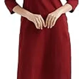 saadaa Long Kurta Women's Airy Linen Plain Straight Kurta, 3/4 Sleeve, Knee Length Kurtis with Pockets, Casual and Office Wear-picture-35