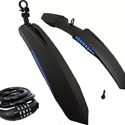 ABC Bicycle Front & Rear Mudguard with Reflective Tape and Iron Fitting + 1 Cycle Chain Lock (Blue)-image-77