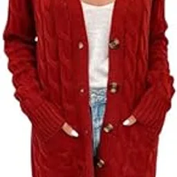 yashidun Women's V-Neck Long Cardigan Sweater with Buttons for Autumn and Winter-picture-11