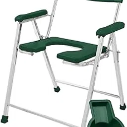 NEOSAFE Premium Folding Stainless Steel Shower Bathing Room Commode Stool Indian Toilet Seat Ideal for Elderly Disabled Men and Pregant Women Support (Green)-picture-11