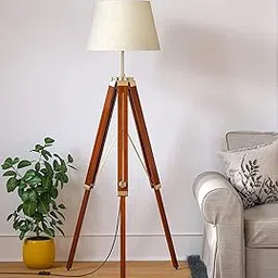 Ideal Floor Lamp with LED and Incandescent Compatibility, Antique Brass Finish, 5Ft Height, 12 Inch Off White Lampshade, Perfect Standing Light for Living Room, Bedroom, Office, Corner Or Hotel Décor-picture-47
