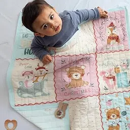 TIDY SLEEP Mulmul Cotton Baby Blanket – Super Soft & Lightweight Comforter for Newborns & Toddlers (0-2 Years) – Jaipuri Razai, All-Season Use, 110x90 cm – X-Mas Print-picture-23