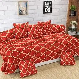 Pacify Handloom Cotton Blend Super Soft Printed Diwan Cover Set of 8 Pcs(Bedsheet-1, Bolsters Cover -2, Cushion Cover-5)-image-22