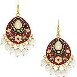 oomphelicious Meenakari Enamel Floral Ethnic Teardrop Shape Drop Earrings for Women & Girls-picture-30