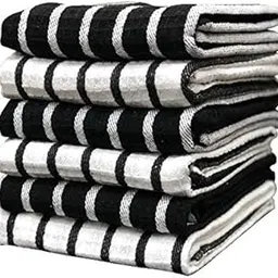 Pixel Home Superior Cotton Multi-Purpose Kitchen/Cleaning Towel/Waffle Dish Cloth (Black and White)(Pack of 6)-picture-21