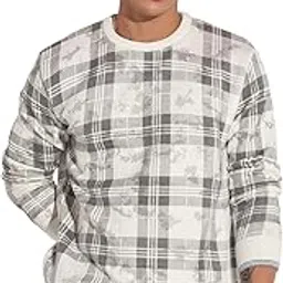 showoffff Men's Checked Grey Ribbed Round Neck Sweater-LBR-2503_Grey-picture-37