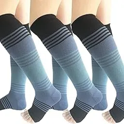 Open Toe Compression Stockings 3 Pairs 20-25mmHg Close-Toe Graduated Compression Socks Sleeve image 1
