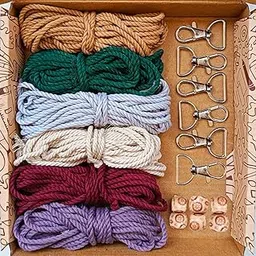 The Brown Box-Macrame Kit,Keychain Making kit for adults and beginners,Macrame Supplies with 6 Colour Macrame Cords, Wooden Beads, Metal Keychain Hooks I Birthday Gift,Return gift,DIY Kit,Art and craft kit,Hobby kit-picture-64