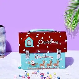 A VINTAGE AFFAIR- Home DÉCOR Christmas Tunk Piggy Bank | Rectangular Metal Storage Container | Christmas Decoration Secret Santa Gifts Item | Three Reindeers Design-image-52
