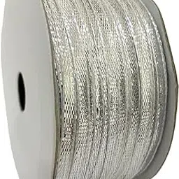 Embroiderymaterial Gota Trim Lace Rolls, 100 Meter, for Saree Dupatta Dresses & Blouses Silver 1 Roll image 1