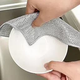 GLUN® Wire Dish Cleaning Towel, 8x8 Inch Pack of 5 Multipurpose Non-Scratch Wire Dishwashing Rags for Wet and Dry Use, Scrubs & Cleans for Dishes, Stove Top and Tiles-picture-27