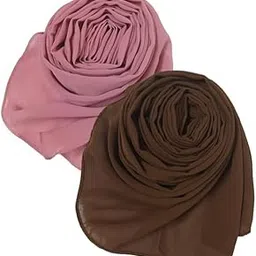 golden girls fashion Trending Combo of 2 Soft Plain Chiffon Georgette Fancy Hijab/Scarves/Shawl/Stoles/Duppatta/Solid head Wrap College Girls Abaya Scarf Collection-picture-17