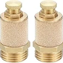 PATIKIL Air Pneumatic Mufflers, 4 Pack Top Adjustable Air Flow Speed Controller G1/2 Male Thread Sintered Bronze Exhaust Muffler for Compressor Cylinders Valves-picture-22