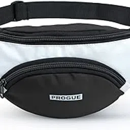 progue Waist Bag for Men & Women with 3 Zipper Compartments | Stylish, Lightweight & Durable Fanny Pack for Travel, Sports & Casual Use (Black & White)-picture-34