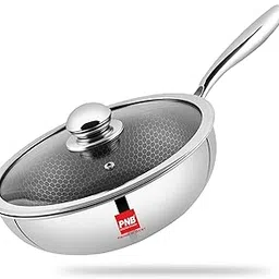 PNB Kitchenmate Triply Wok with Lid - 3-Ply Clad Construction - 24 cm Wok Pan - Long Handle for Control 10 Years Warranty - Cookware for Indian Cooking-picture-23