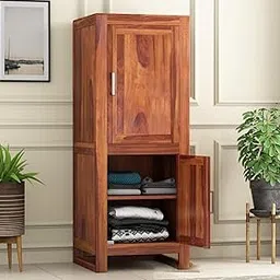 HAVORI FURNITURE Wooden 2 Door Wardrobe Organizer for Storage with 4 Shelves Storage - Solid sheesham Wood Cupboard for Bedroom - Wooden Almirah Organizer for Clothes Storage (Design 38)-picture-17
