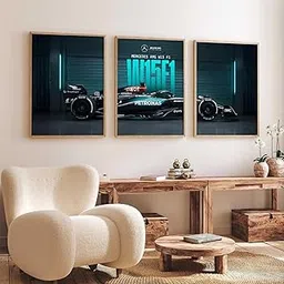kotart Big Mercedes F1 Car Framed Posters Gift Items for Boys Room Wall Decoration Bedroom Living Room Office Studio Décor | Car Poster Frame for Wall Décor Set Of 3 Size (13 X 17 inch)-image-21
