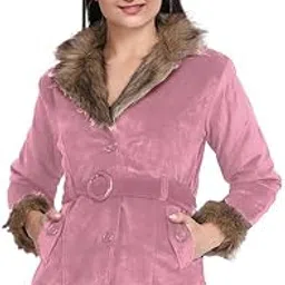 sky fly Women Fur Jacket with Belt-82 Peach Medium-picture-12