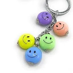 jdp novelty Antique Metal Smiley Keychain Multicolor colour Gems Shape.Suitable to use as Bag Charm, Car Keychain, Bike Keychain | Best For Friend, Brother & Sister Gift.(5 smiley)-picture-10