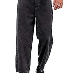 the indian garage co Men Bootcut Loose Fit Solid Mid-Rise Denim Joggers-picture-15