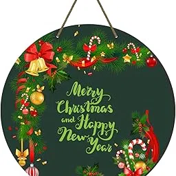 Webelkart® Premium Merry Christmas and Happy New Year Printed Wall Hanging/Door Hanging for Home and Christmas Decorations Items (10 Inches)-picture-27