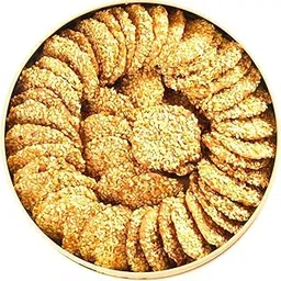 NATUF Crunchy Sesame & Pistachio Cookies | Authentic Middle Eastern Barazik Cookies | Perfect Tea Snack, Ghee-Free Healthy Sesame Cookies, No Preservatives, Handmade, Gourmet Biscuits -350gm Tin Box-picture-10