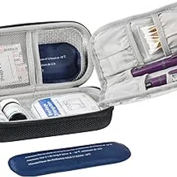 ProCase Insulin Cooler Travel Carrying Case, Diabetic Medication Organizer Insulated Cooling Bag with 2 Ice Packs for Insulin Pens Syringe Needle -Black-picture-45