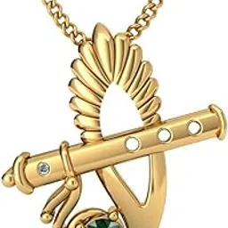 rm jewellers 92.5 Sterling Silver American Diamond Best Krishna Flute Pendant for Women & Men-picture-30