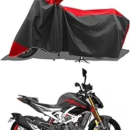 ROMEIZ - Two Wheeler - Bike Cover for New TVS Apache RTR 310 Bike Cover with Water-Resistant and Dust Proof Premium 190T Fabric_Red Stripe-picture-15