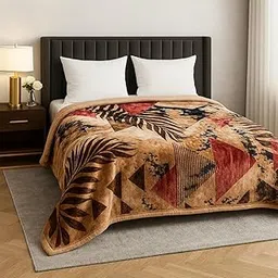 Nivasam Cadbury Korean Super Soft Winter Blanket Imported - 2 Ply Reversible Super Soft Warm Plush Royal King Size Double Bed Blanket 3.5 Kg (Autumn Terra Geometry)-picture-39