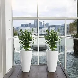 SUPERIOZONE Fiber Tower Pot 14 inch Flower Pots for Home Office Garden Balcony Plant Container Set (White) Pack 2 (Tower Pot 14 INCHES)-picture-29